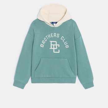 Boy's green embroidered slogan sweatshirt