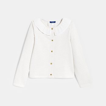 Girl's white fleece cardigan
