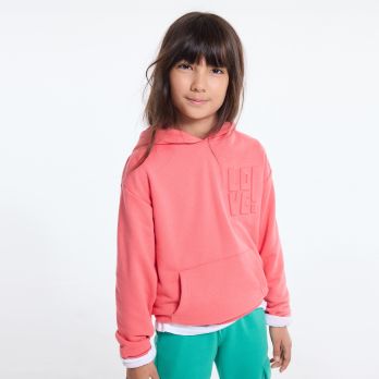 Girl's plain coral pink fleece sweatshirt
