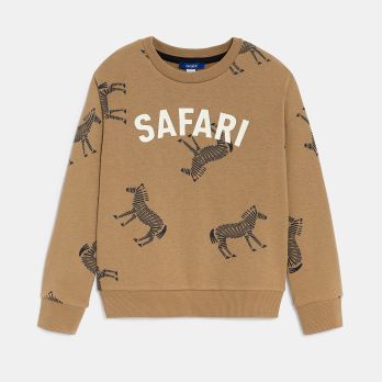 Boy's brown zebra print sweatshirt