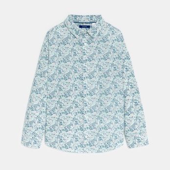 Boy's multicoloured cotton and linen floral shirt