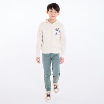 Boy's ecru palm-tree hoodie
