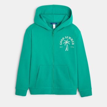 Boy's green slogan hoodie