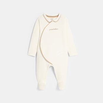 Unisex white textured sleepsuit, from birth
