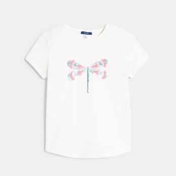 Girl's white T-shirt with magic sequins