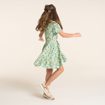 Girl's green floral floaty dress