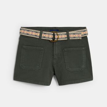 Girl's plain khaki canvas shorts