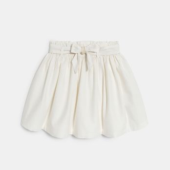 Girl's white cotton jacquard, flared skirt