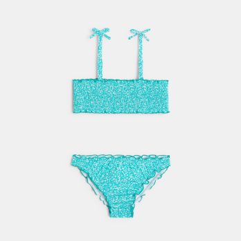 Girl's blue smocked bikini