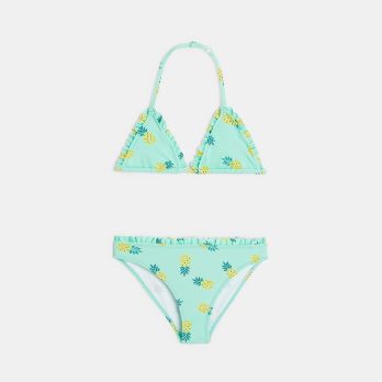 Girl's green pineapple print bikini