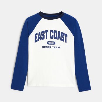 Boy's blue and white long-sleeve T-shirt
