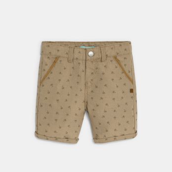 Baby boy's beige linen-effect palm tree Bermuda shorts
