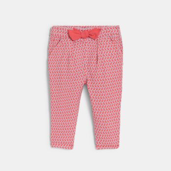 Baby girl's pink graphic print trousers with elasticated waist