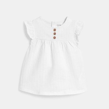 Baby girl's white cotton seersucker blouse