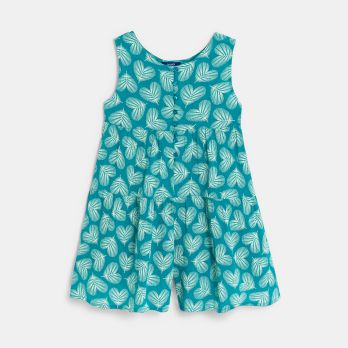 Girl's blue printed motif playsuit