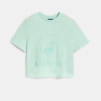 Girl's green slogan T-shirt