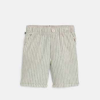 Boy's striped linen Bermuda shorts