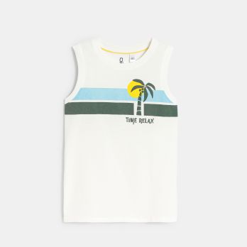 Boy's white slogan vest top