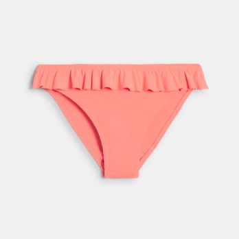 Girl's plain orange ruffle bikini bottoms