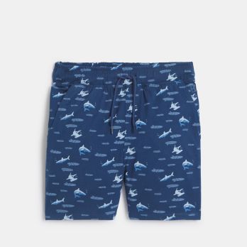 Boy's blue printed shorts in jersey