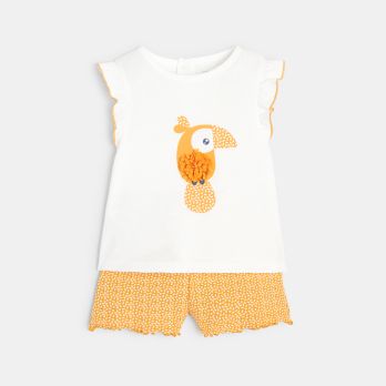 Baby girl's short yellow bird pyjamas