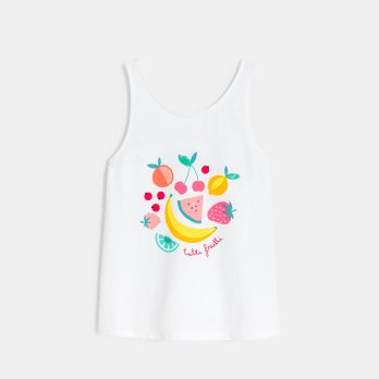 Girl's white fruit motif vest top