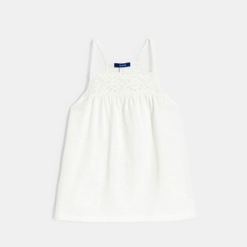 Girl's white crochet detail vest top