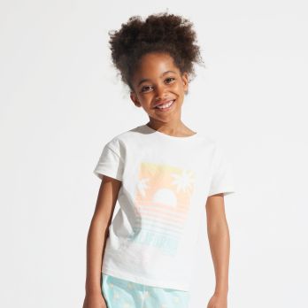 Girl's white short pyjamas with motifs