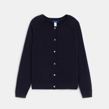 Girl's black fine-knit cardigan