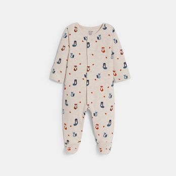 Baby boy's grey forest animal fleece sleepsuit