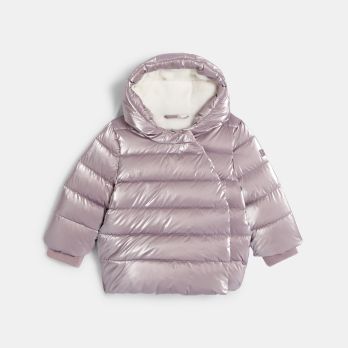 Baby girl's grey sparkly down jacket with lining