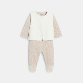 Baby girl's pink velvet rabbit sleepsuit with cardigan