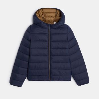 Boy's navy hooded down jacket