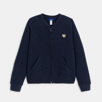 Girl's navy quilted baseball jacket