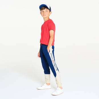 Boy's two-colour navy fleece joggers
