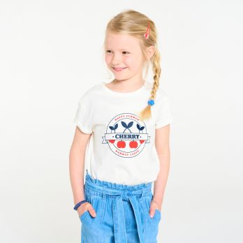 Girl's white short-sleeve T-shirt
