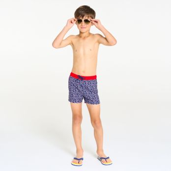 Baby boy's blue printed  floral swimming trunks