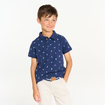 Boy's blue printed polo shirt
