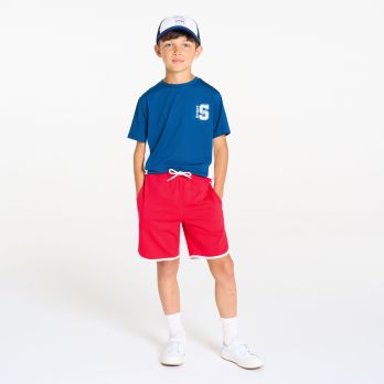 Boy's red fleece Bermuda shorts