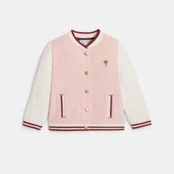 Baby girl's pink dog baseball jacket