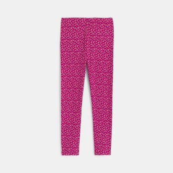 Girl's pink leopard print jersey leggings