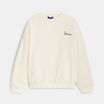 Girl's ecru slogan sweatshirt
