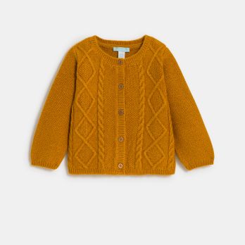 Baby girl's yellow cable knit cardigan