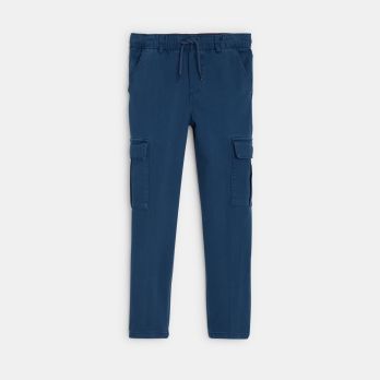 Boy's blue canvas cargo trousers