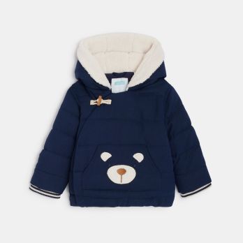 Baby boy's blue faux-fur-lined water-repellent coat