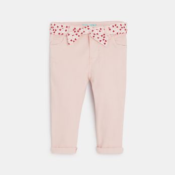 Baby girl's pink stretch cotton trousers