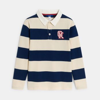 Boy's navy blue striped rugby T-shirt