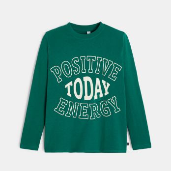 Boy's green slogan T-shirt
