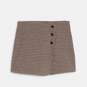 Girl's brown checked mini skort