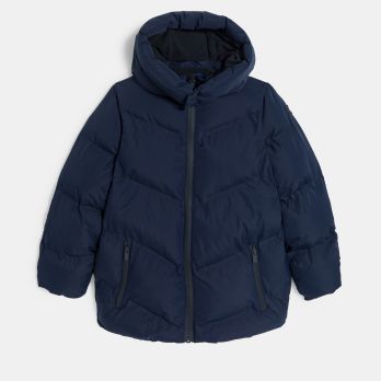Boy's green hooded down jacket
